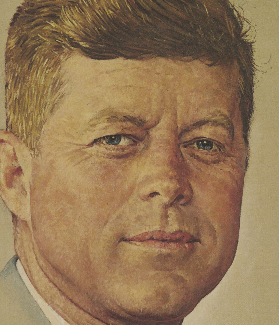 Lot 516: Norman Rockwell Signed John F. Kennedy Portrait, 1976