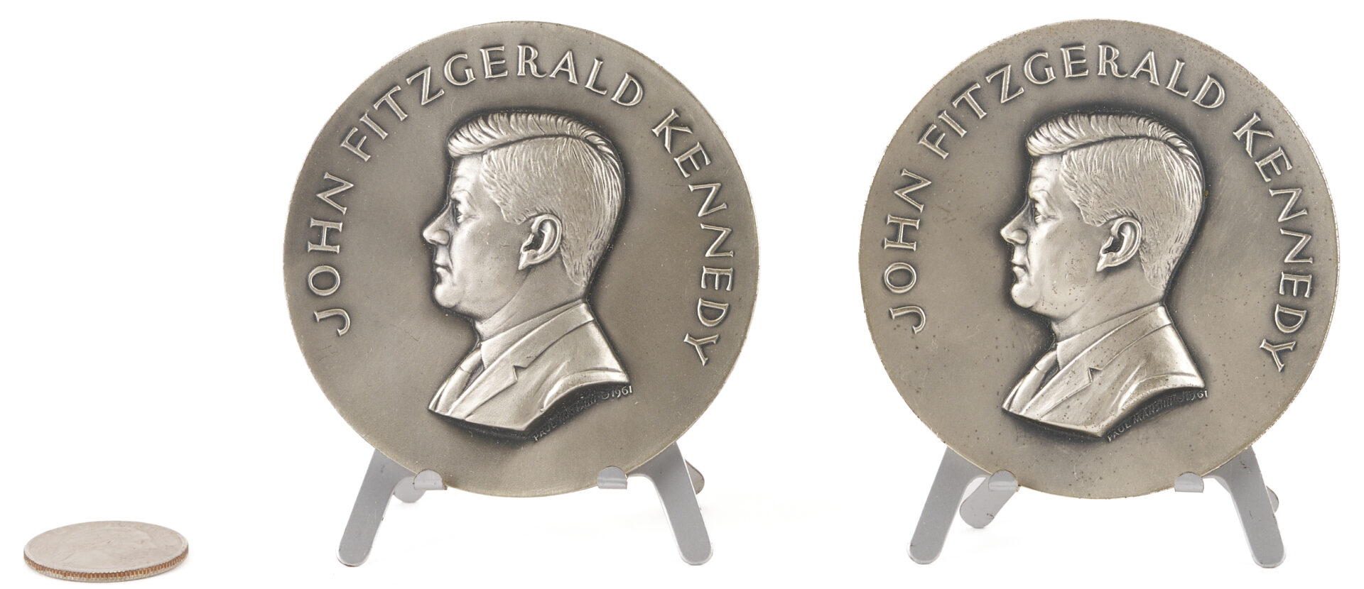 Lot 517: Pair .999 Silver John F. Kennedy  Inaugural Medals, Medallic Art Company