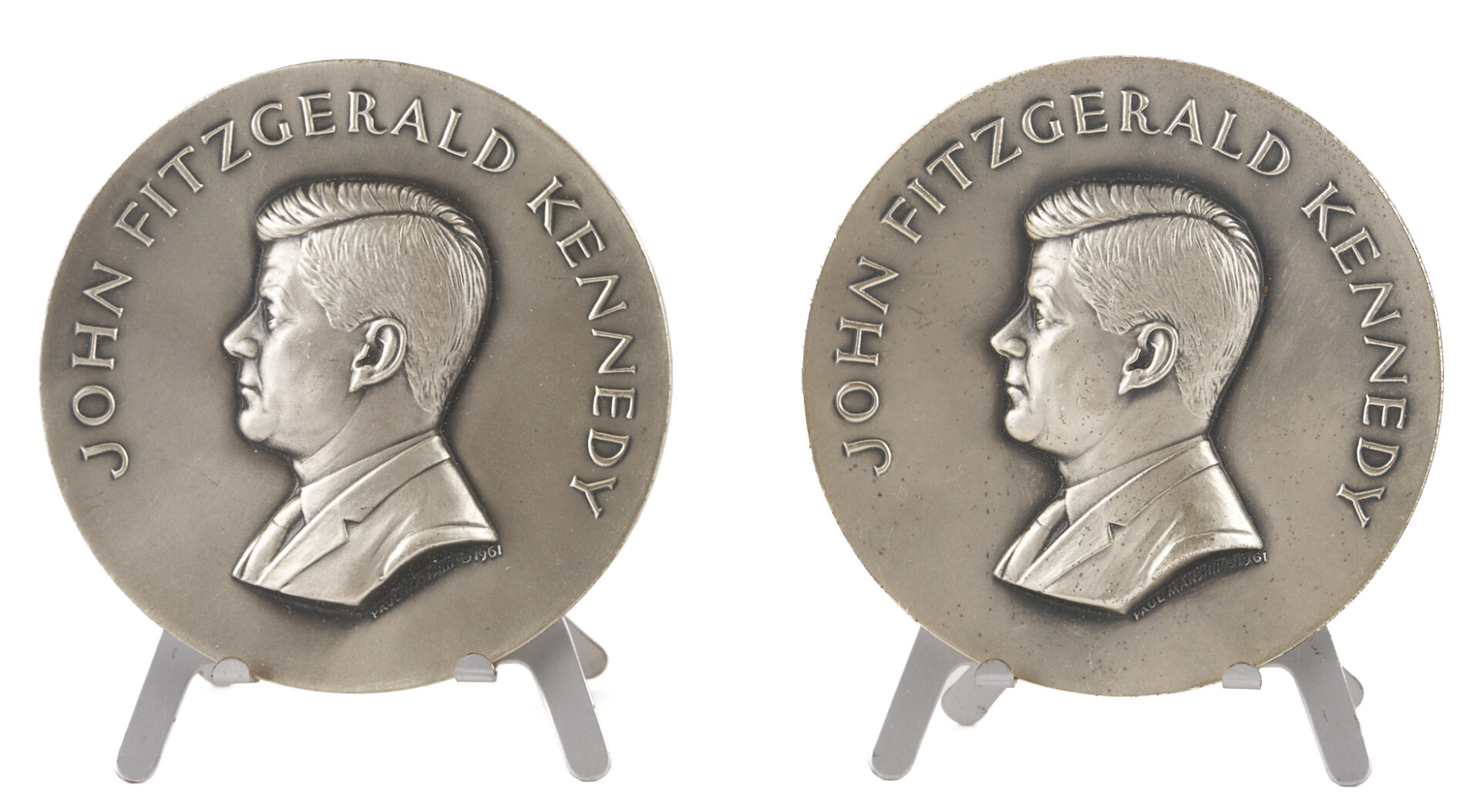 Lot 517: Pair .999 Silver John F. Kennedy  Inaugural Medals, Medallic Art Company