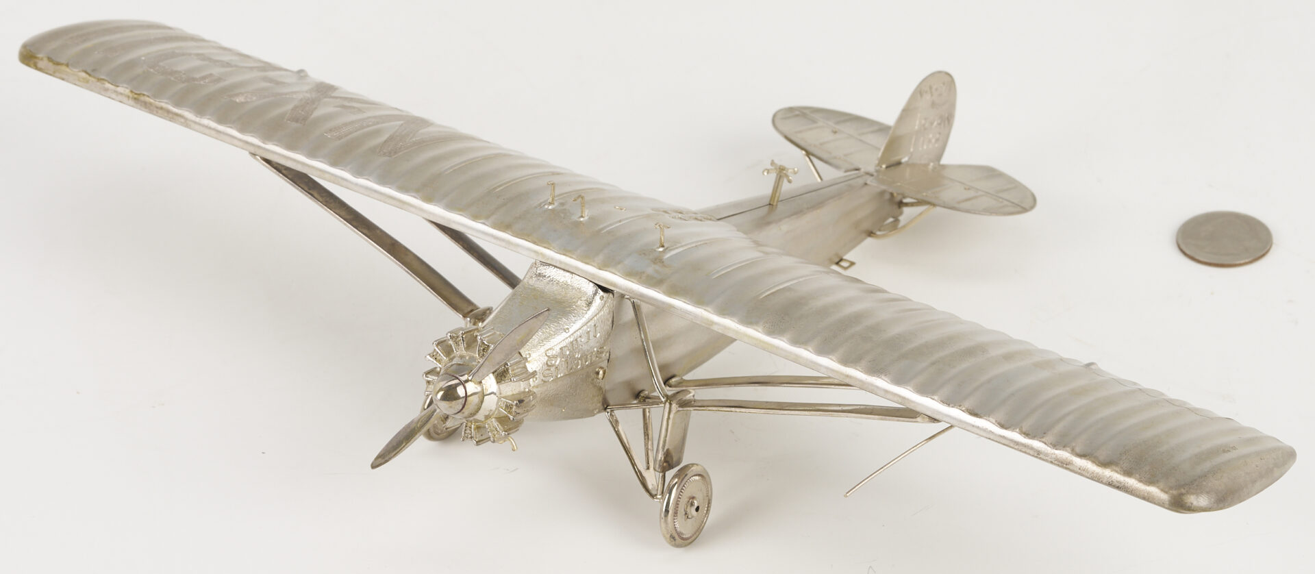 Lot 519: Paramount Classics Sterling Silver Model Airplane, Spirit of St. Louis