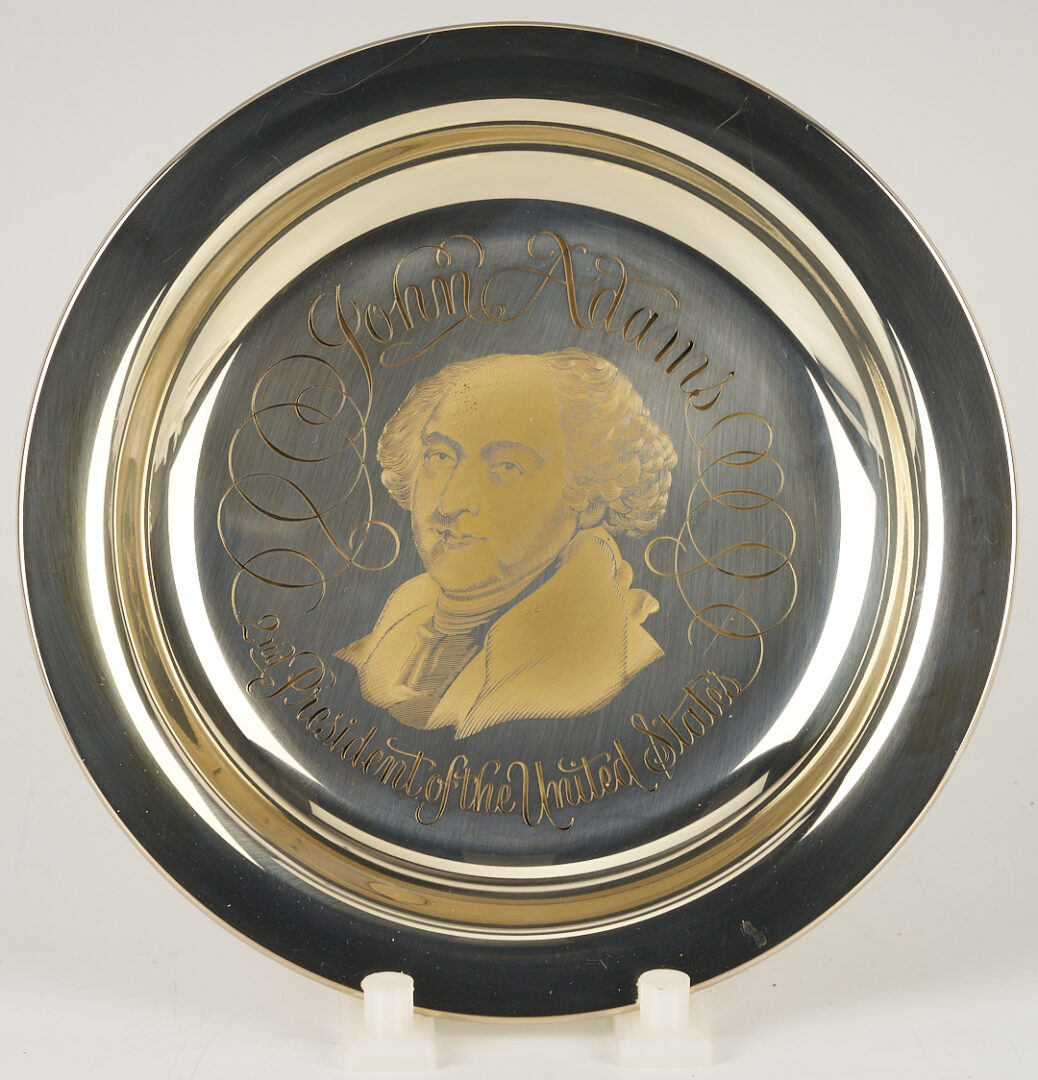 Lot 521: 39 Franklin Mint Presidential Sterling Silver Plates, 256 oz.