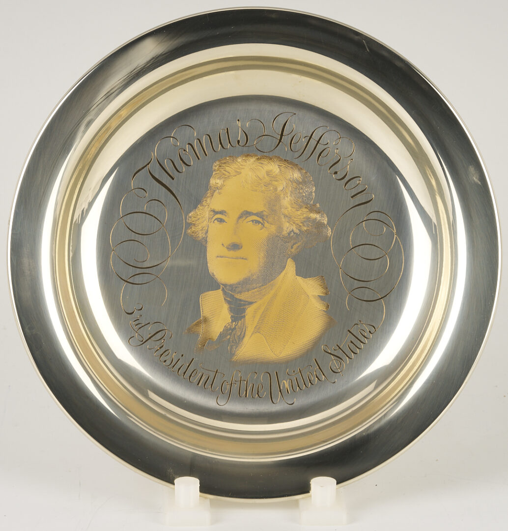 Lot 521: 39 Franklin Mint Presidential Sterling Silver Plates, 256 oz.