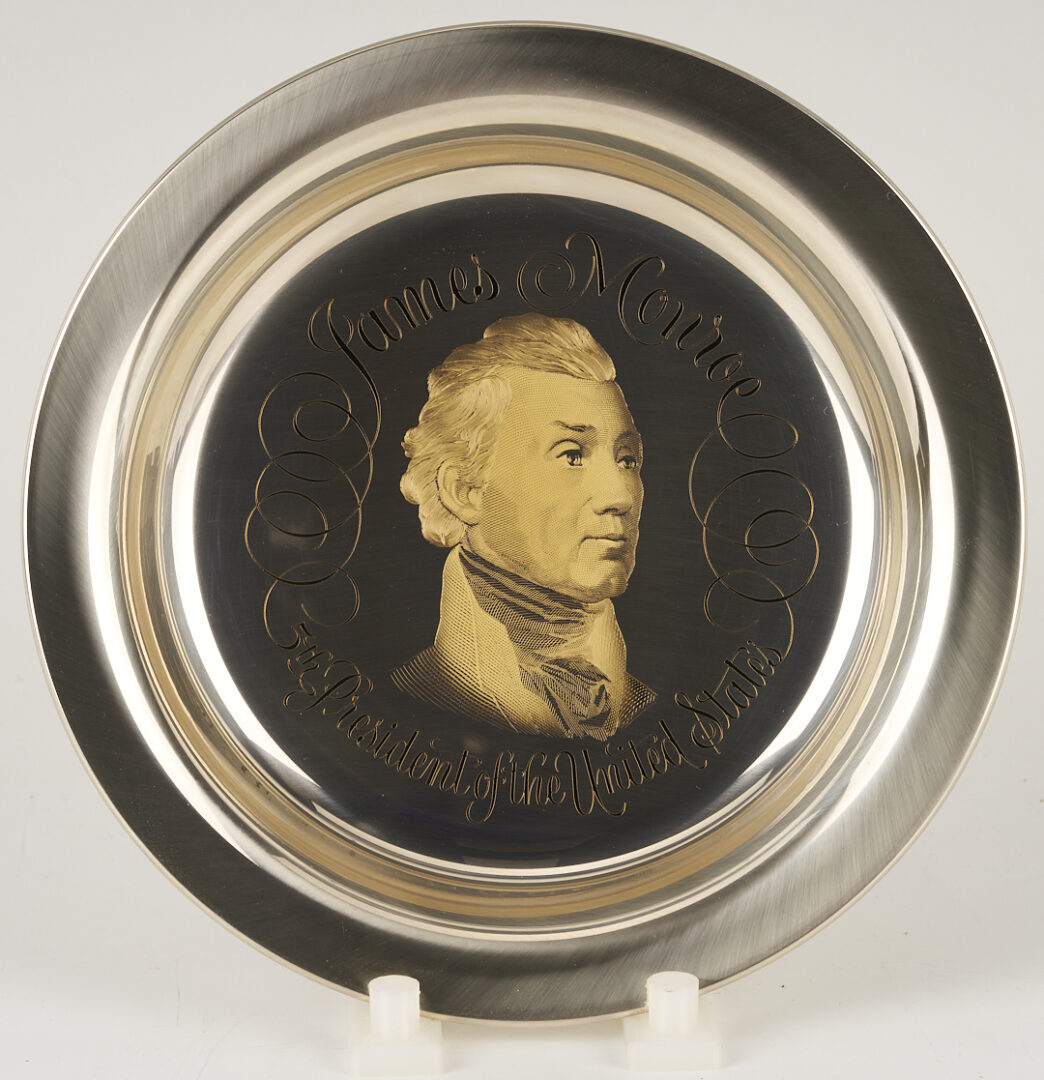 Lot 521: 39 Franklin Mint Presidential Sterling Silver Plates, 256 oz.