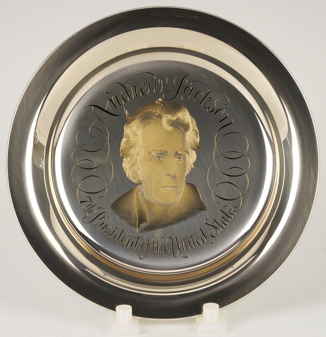 Lot 521: 39 Franklin Mint Presidential Sterling Silver Plates, 256 oz.