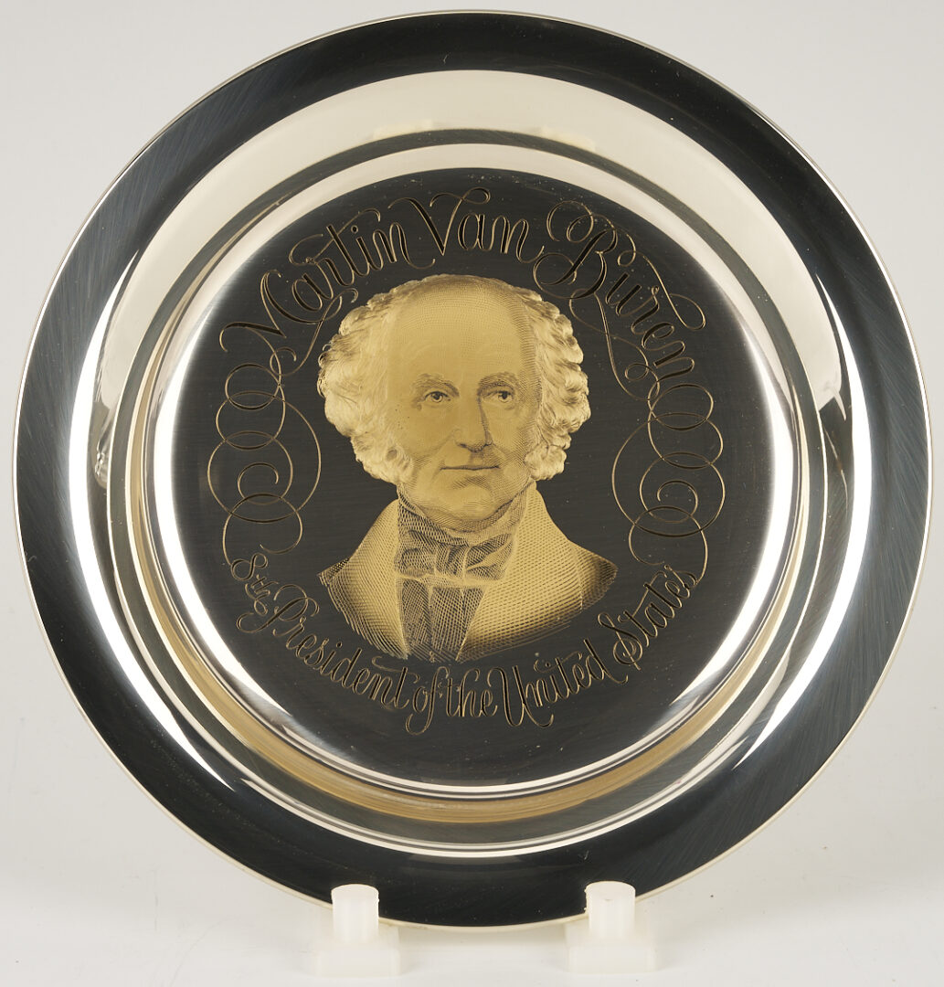 Lot 521: 39 Franklin Mint Presidential Sterling Silver Plates, 256 oz.