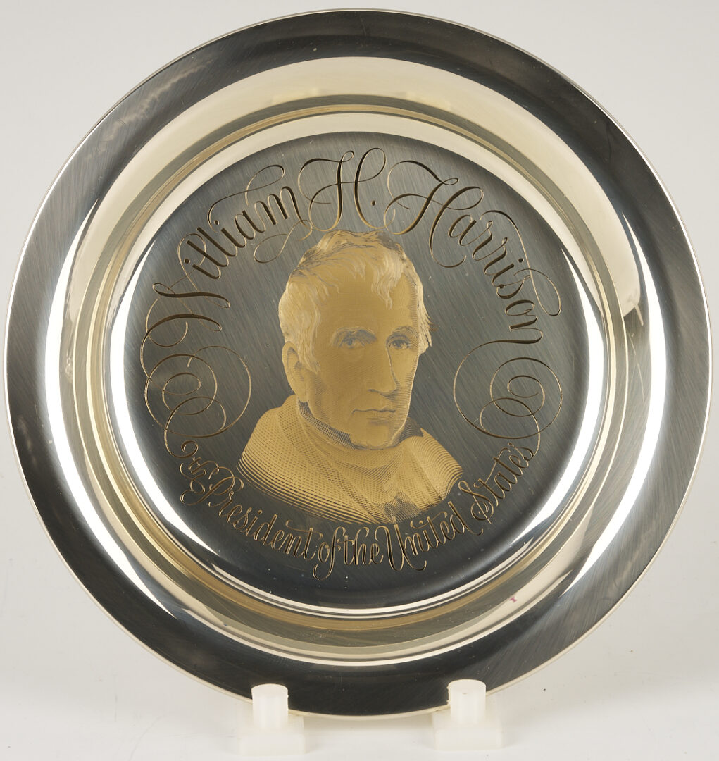 Lot 521: 39 Franklin Mint Presidential Sterling Silver Plates, 256 oz.