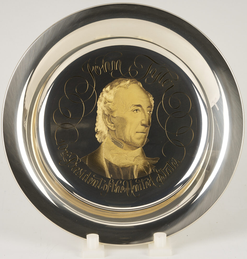 Lot 521: 39 Franklin Mint Presidential Sterling Silver Plates, 256 oz.