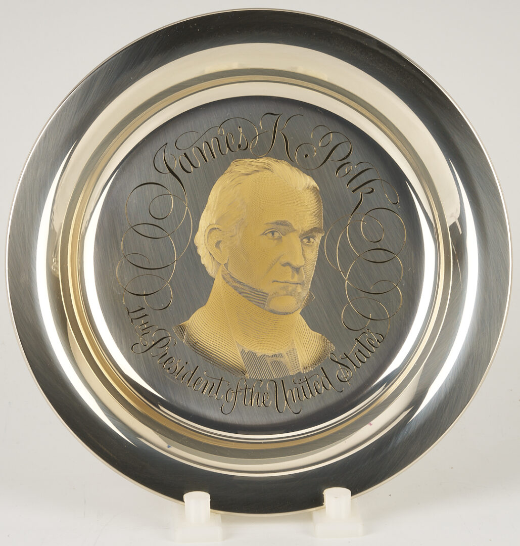 Lot 521: 39 Franklin Mint Presidential Sterling Silver Plates, 256 oz.