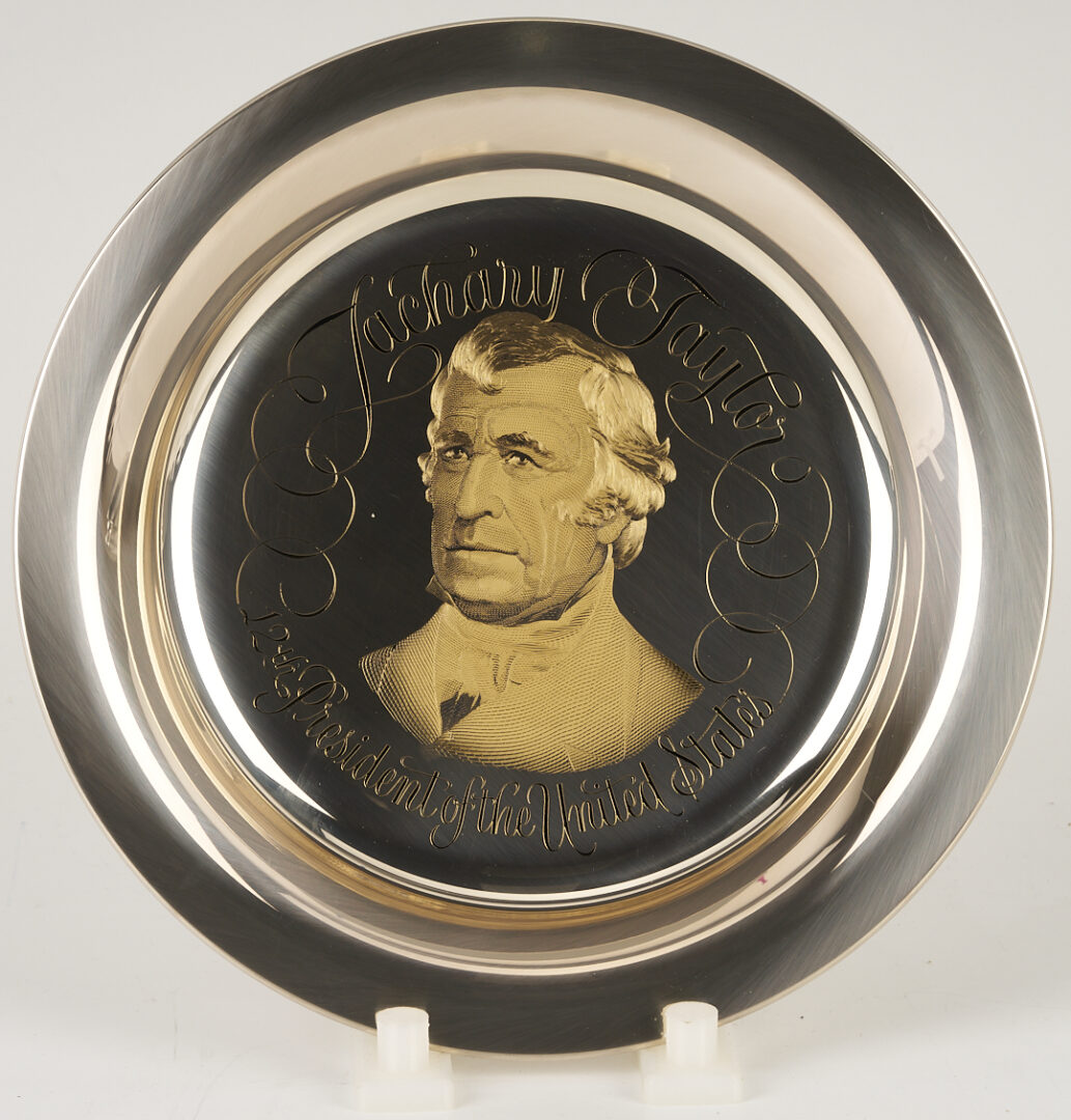 Lot 521: 39 Franklin Mint Presidential Sterling Silver Plates, 256 oz.