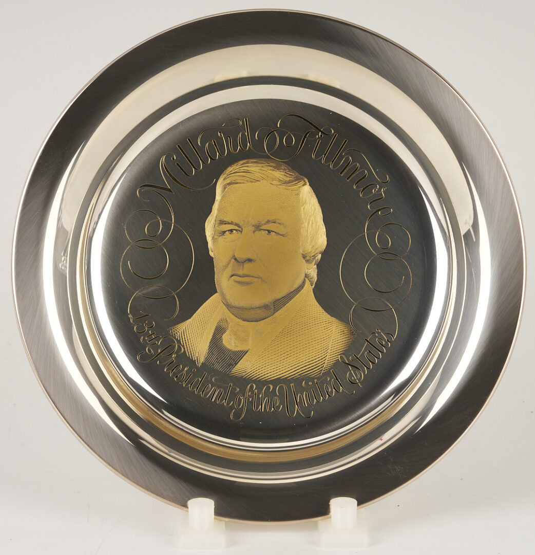 Lot 521: 39 Franklin Mint Presidential Sterling Silver Plates, 256 oz.