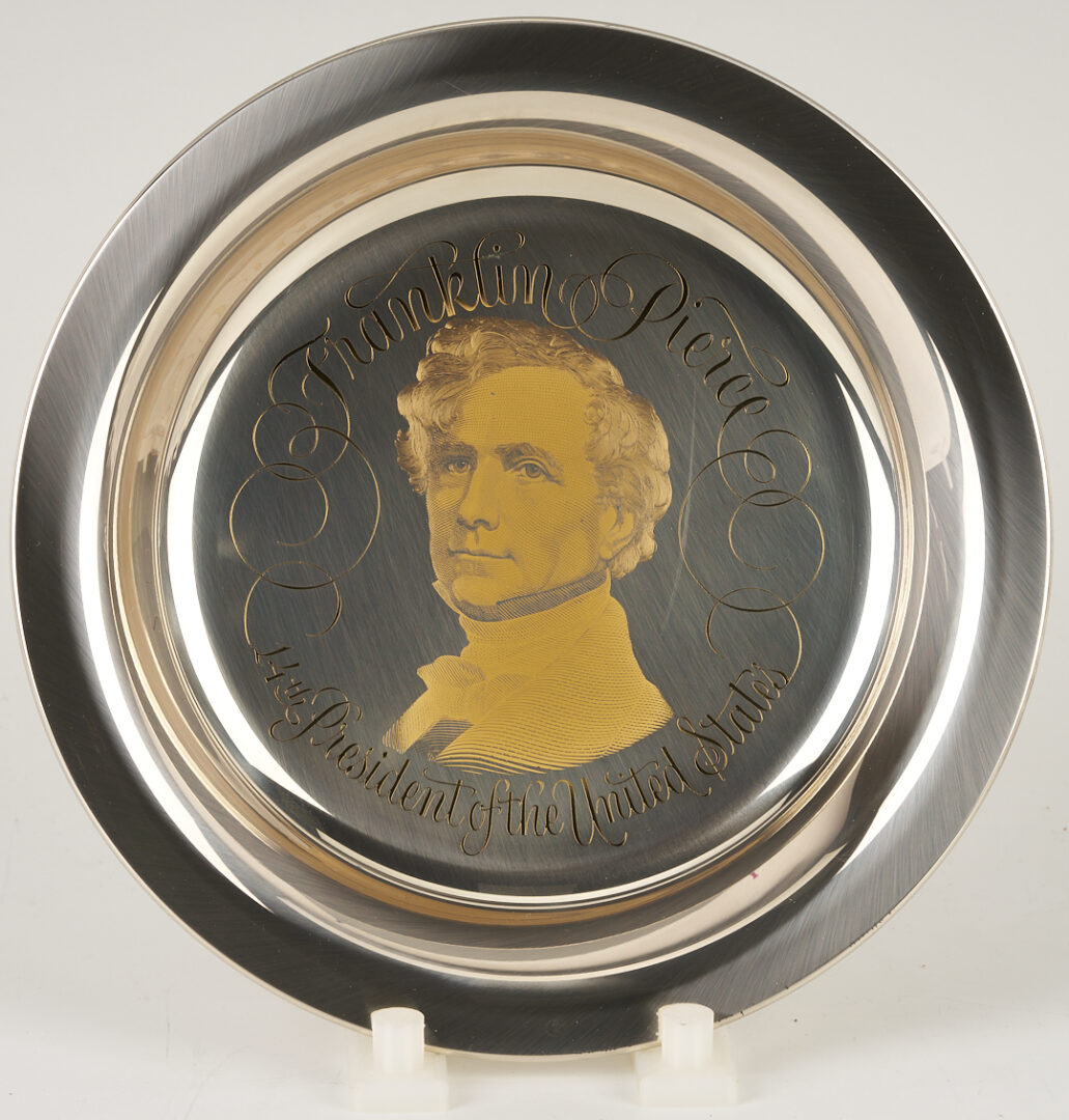 Lot 521: 39 Franklin Mint Presidential Sterling Silver Plates, 256 oz.