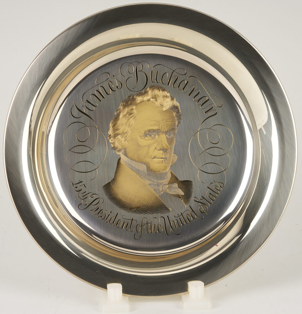 Lot 521: 39 Franklin Mint Presidential Sterling Silver Plates, 256 oz.