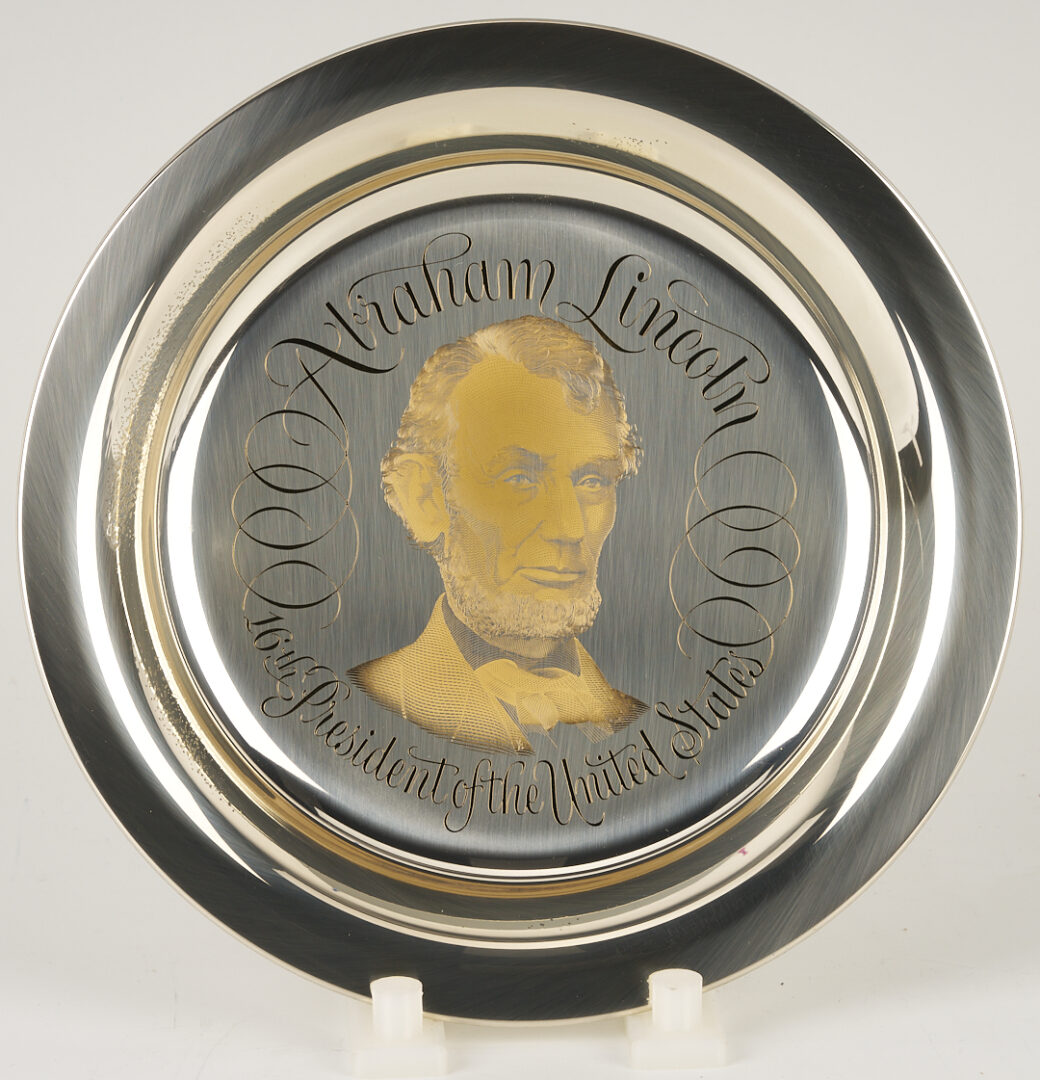 Lot 521: 39 Franklin Mint Presidential Sterling Silver Plates, 256 oz.