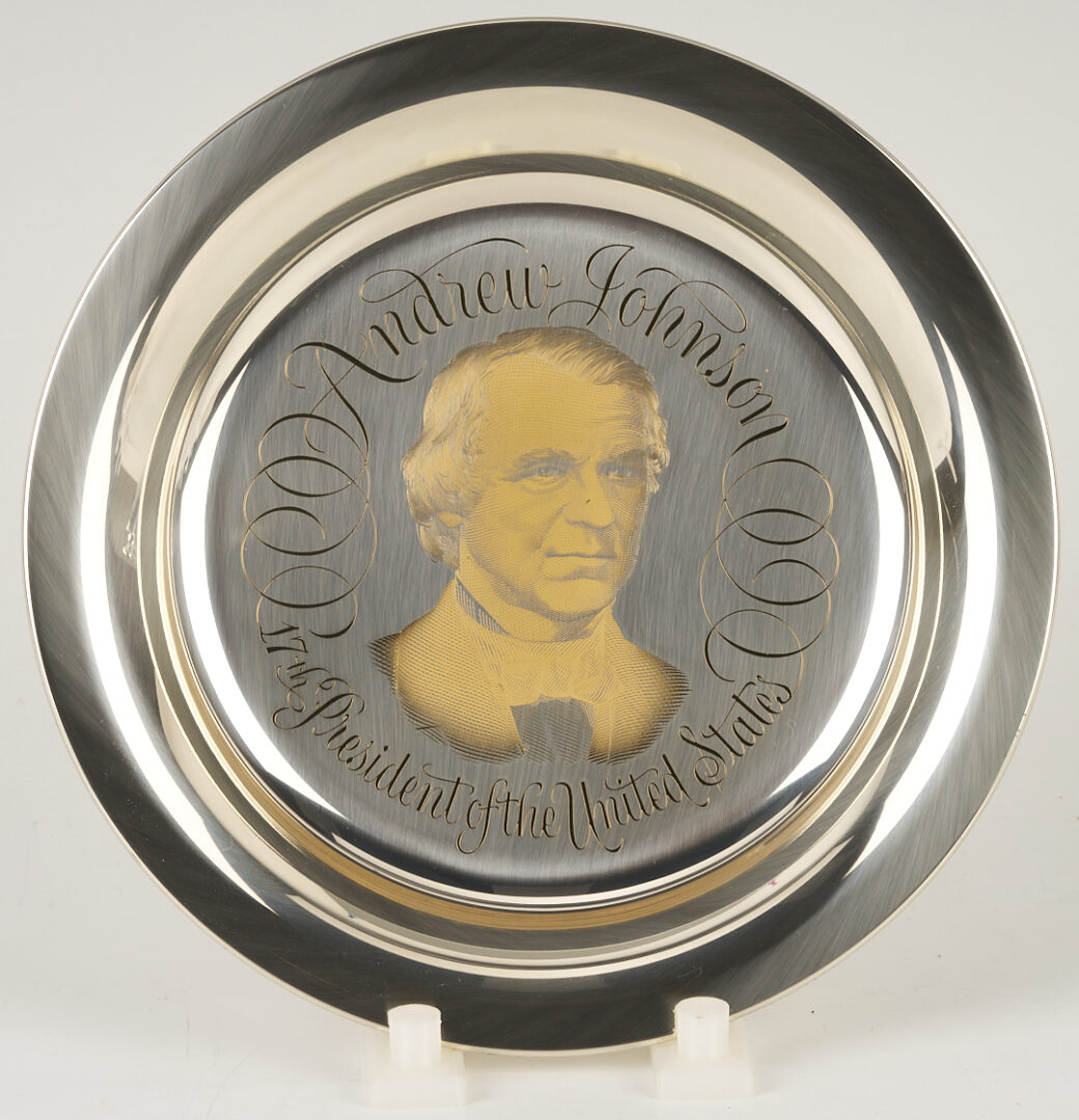 Lot 521: 39 Franklin Mint Presidential Sterling Silver Plates, 256 oz.
