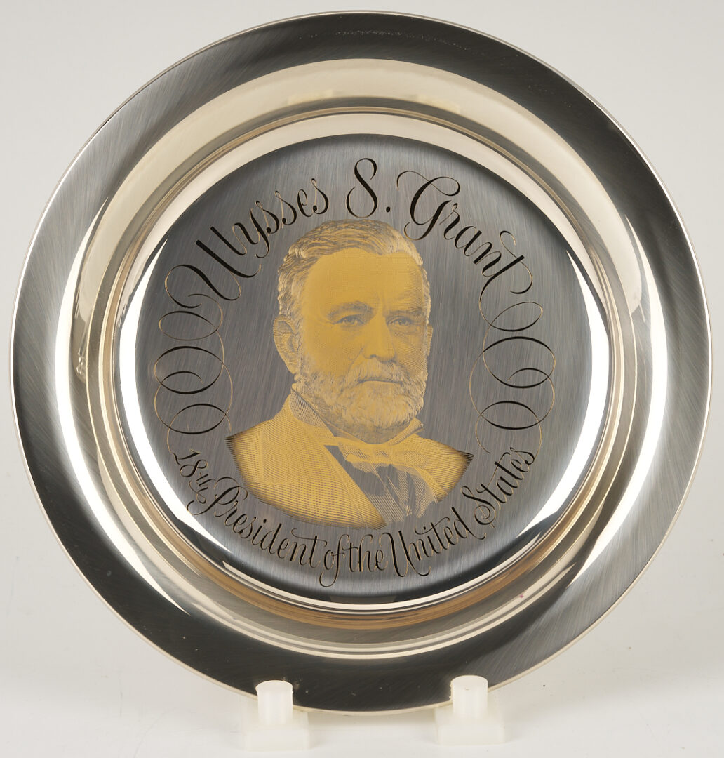 Lot 521: 39 Franklin Mint Presidential Sterling Silver Plates, 256 oz.