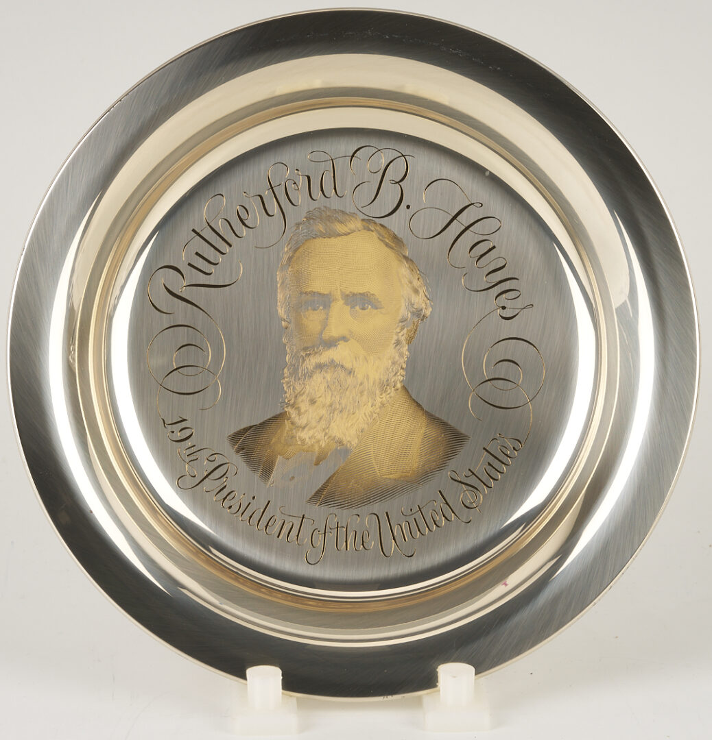 Lot 521: 39 Franklin Mint Presidential Sterling Silver Plates, 256 oz.