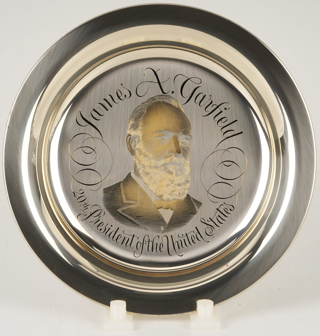 Lot 521: 39 Franklin Mint Presidential Sterling Silver Plates, 256 oz.