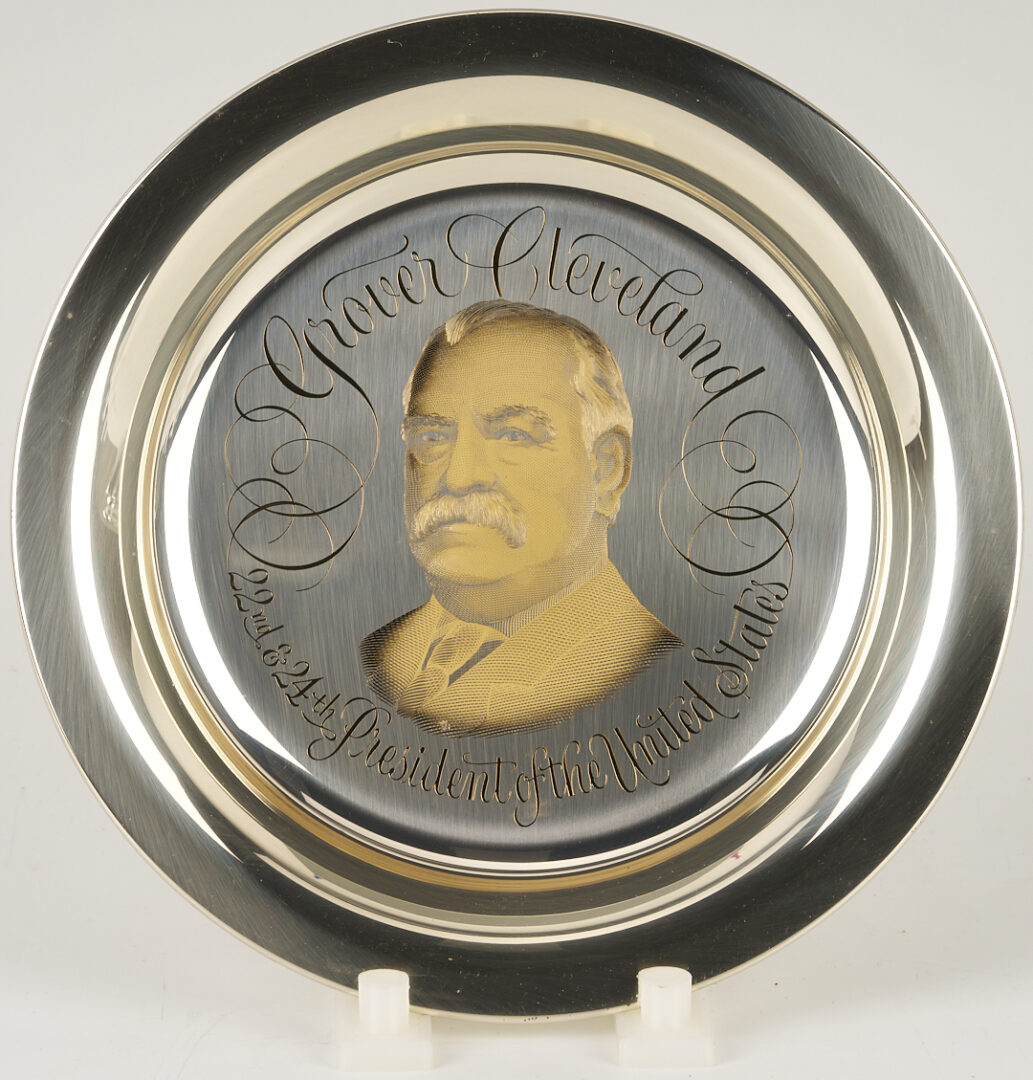 Lot 521: 39 Franklin Mint Presidential Sterling Silver Plates, 256 oz.