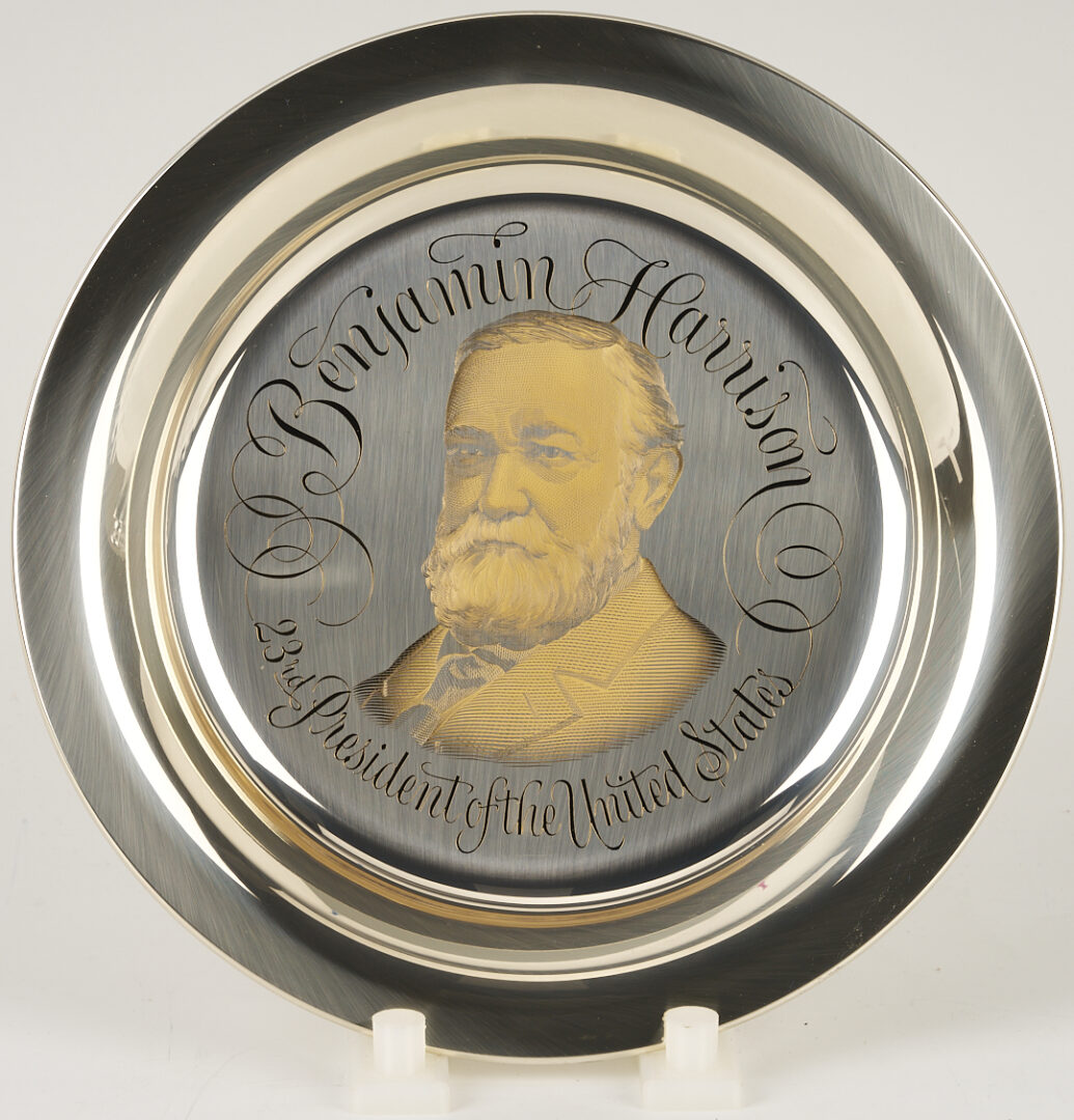 Lot 521: 39 Franklin Mint Presidential Sterling Silver Plates, 256 oz.