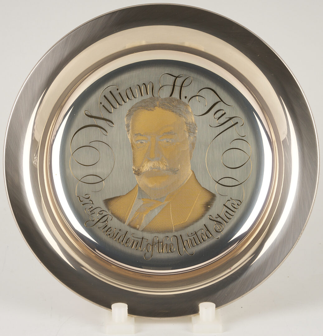 Lot 521: 39 Franklin Mint Presidential Sterling Silver Plates, 256 oz.