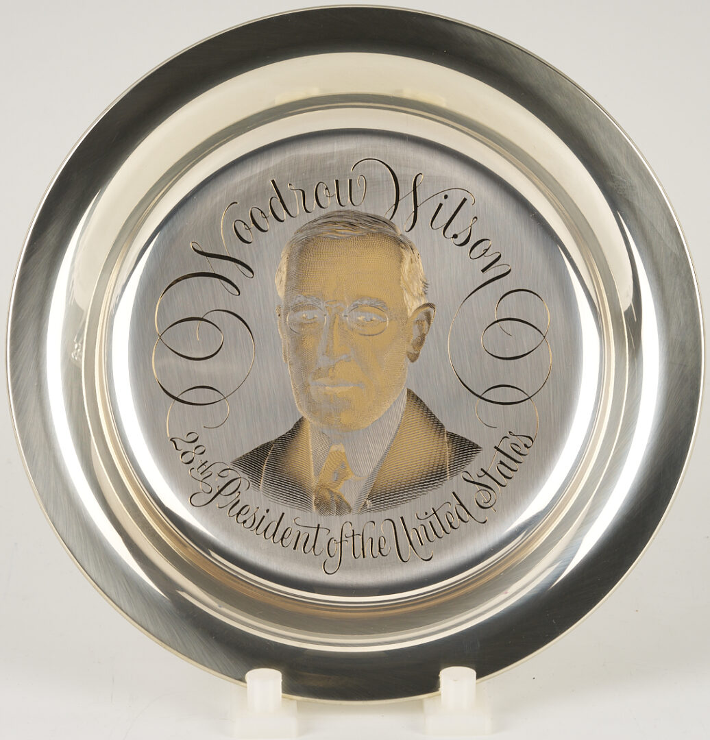 Lot 521: 39 Franklin Mint Presidential Sterling Silver Plates, 256 oz.