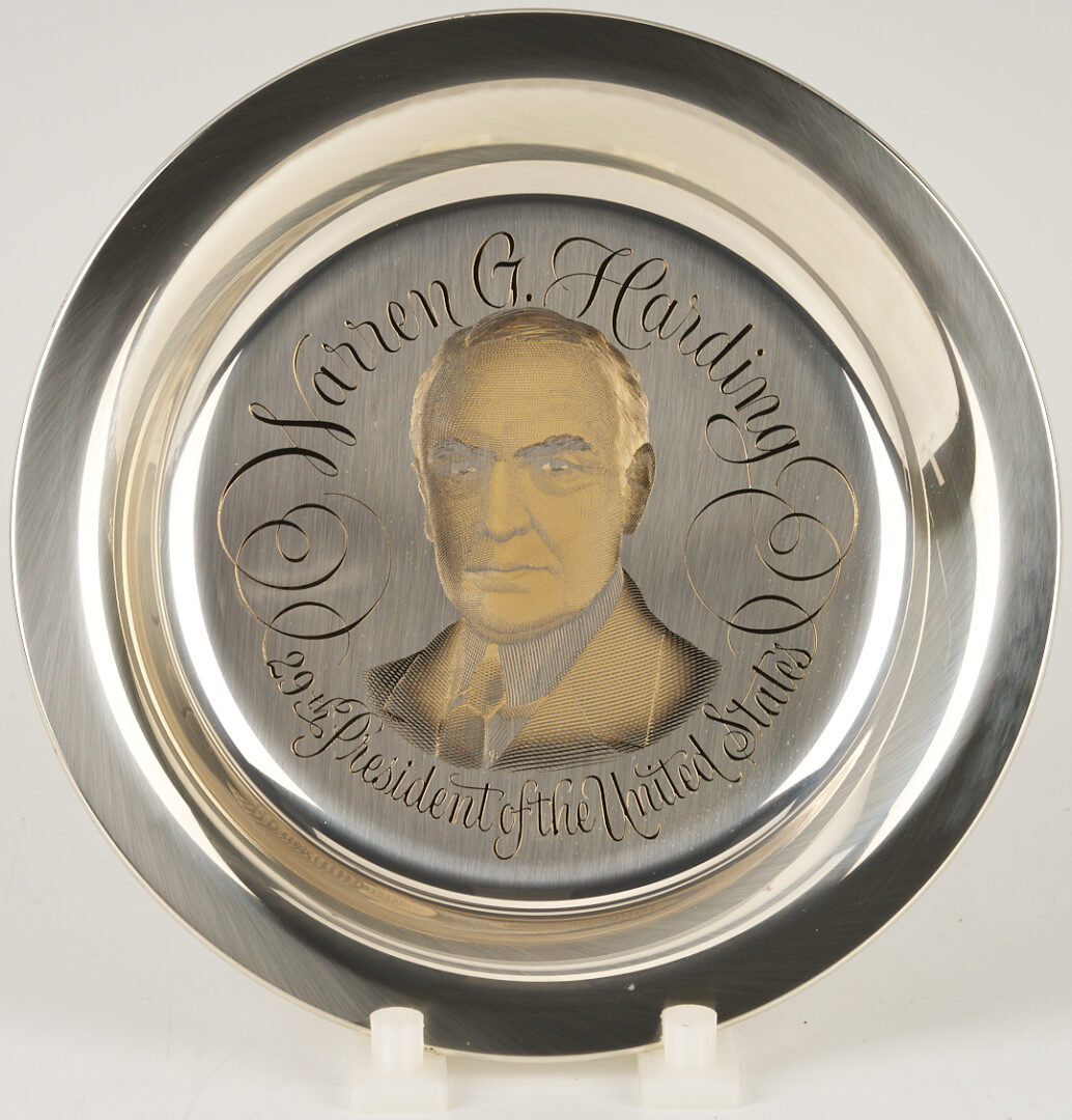 Lot 521: 39 Franklin Mint Presidential Sterling Silver Plates, 256 oz.