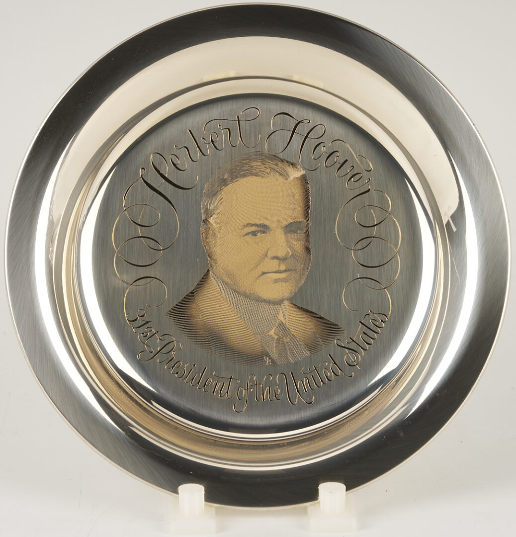 Lot 521: 39 Franklin Mint Presidential Sterling Silver Plates, 256 oz.