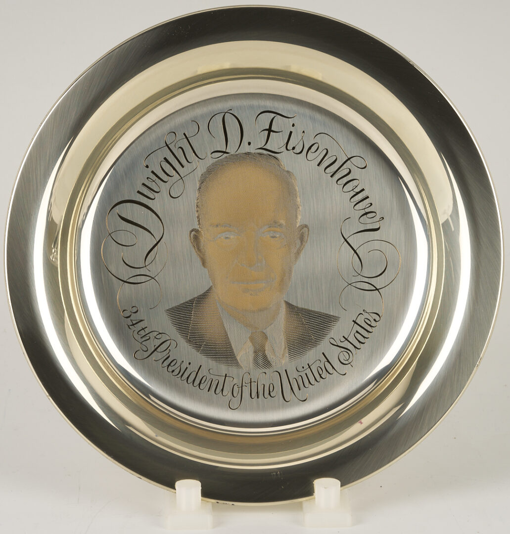 Lot 521: 39 Franklin Mint Presidential Sterling Silver Plates, 256 oz.