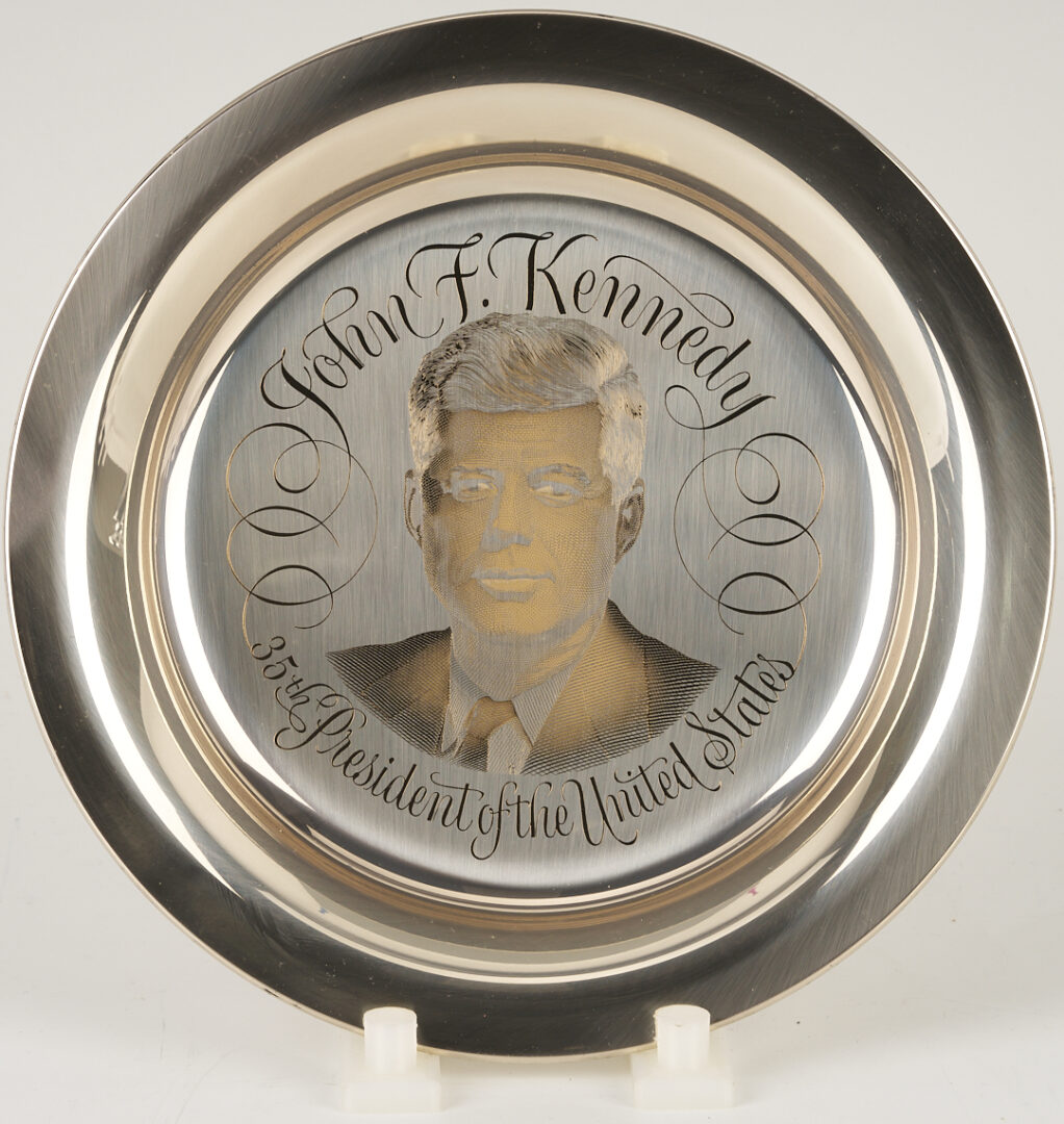 Lot 521: 39 Franklin Mint Presidential Sterling Silver Plates, 256 oz.