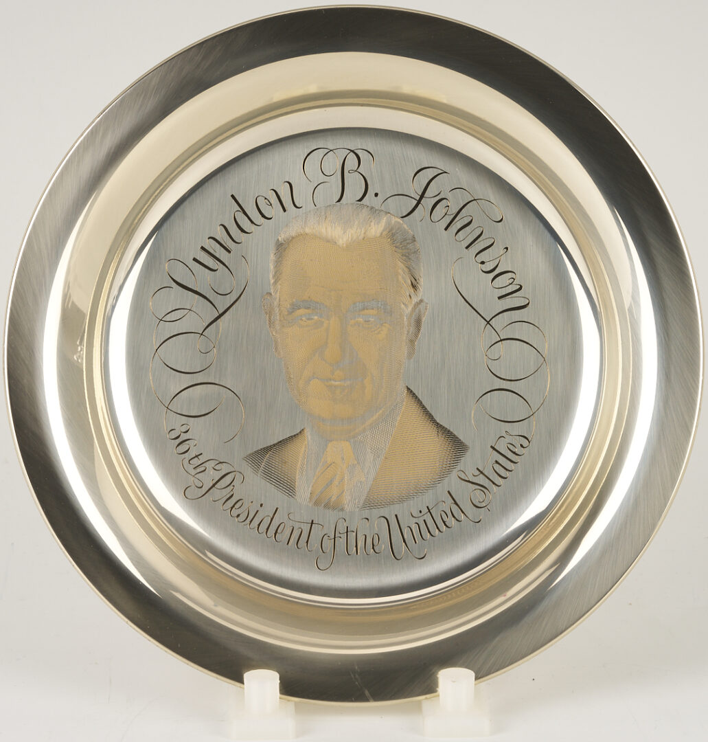 Lot 521: 39 Franklin Mint Presidential Sterling Silver Plates, 256 oz.