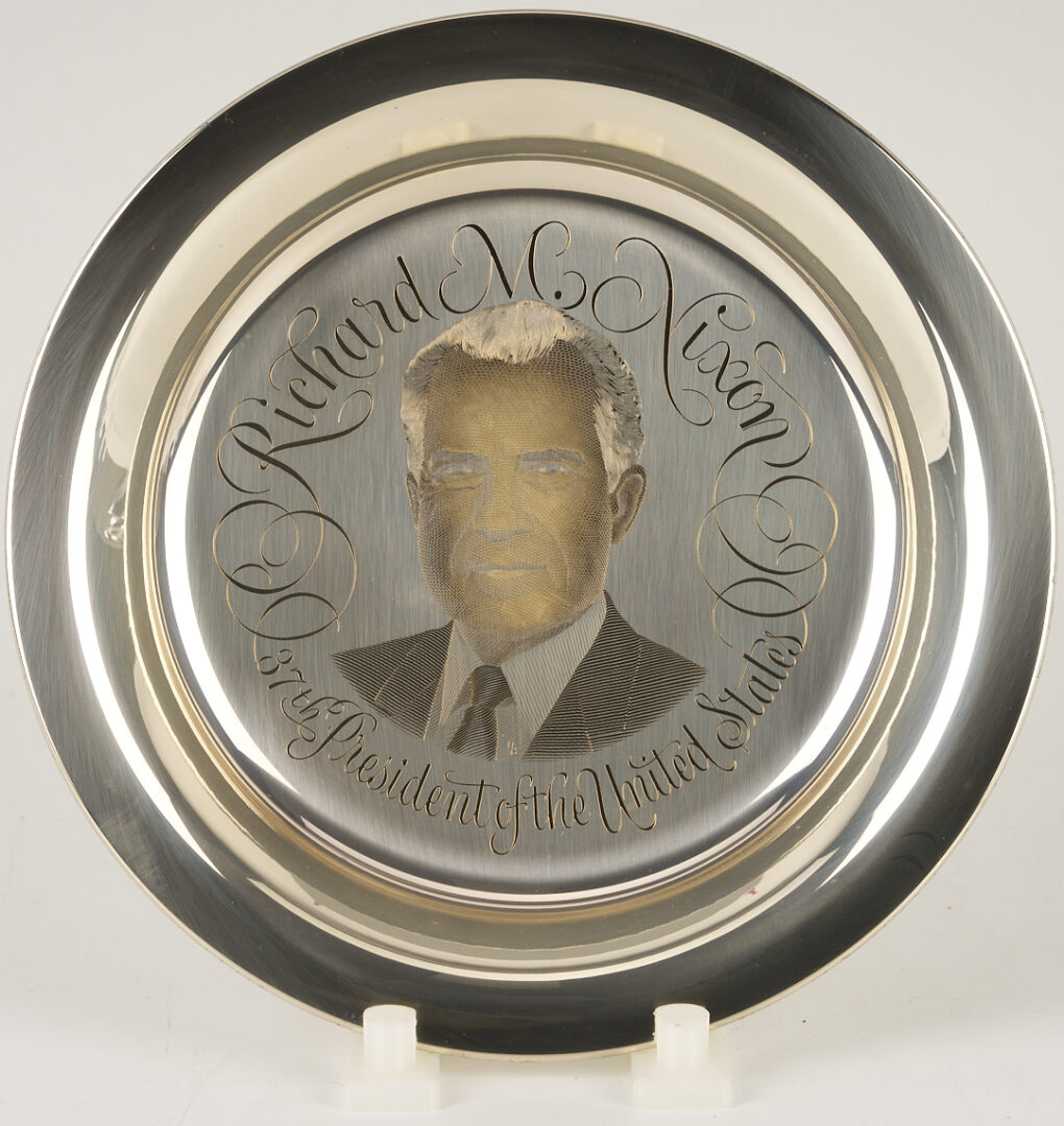 Lot 521: 39 Franklin Mint Presidential Sterling Silver Plates, 256 oz.