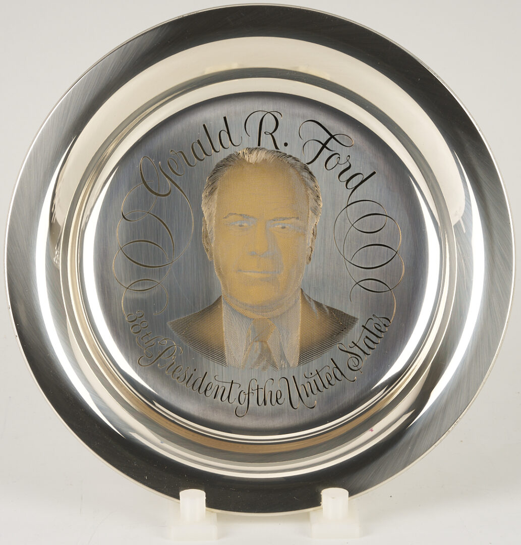 Lot 521: 39 Franklin Mint Presidential Sterling Silver Plates, 256 oz.