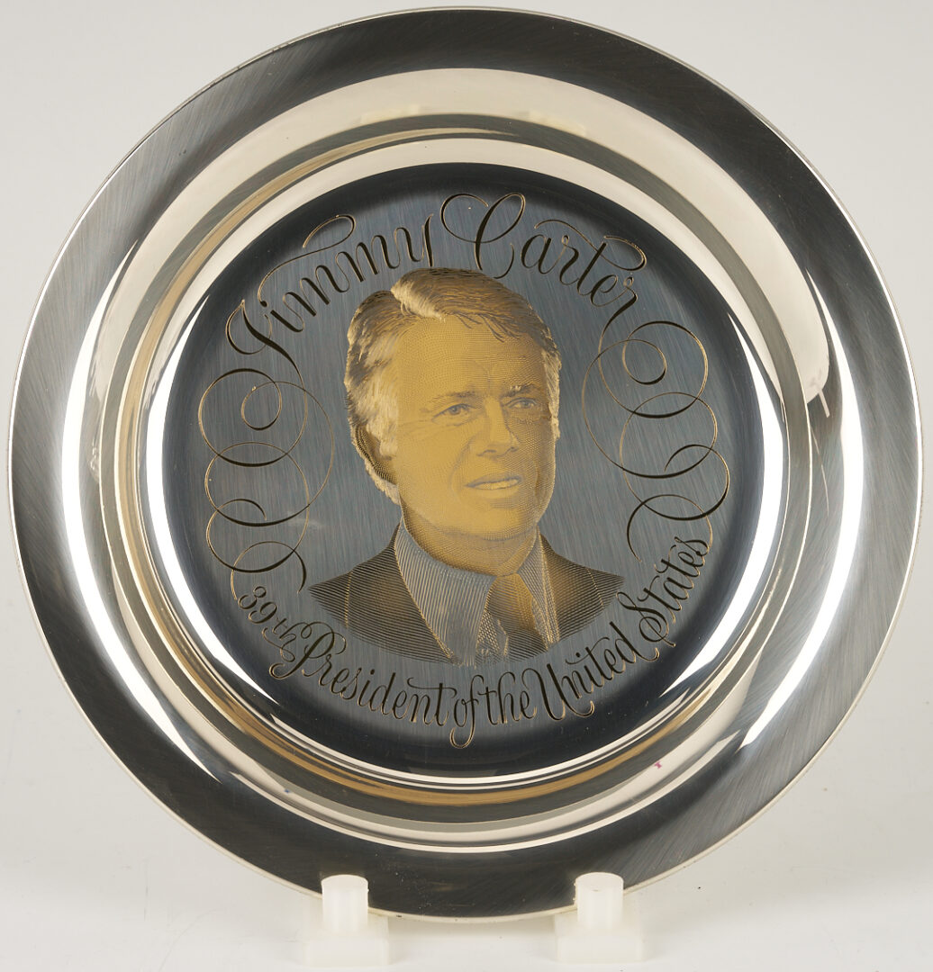 Lot 521: 39 Franklin Mint Presidential Sterling Silver Plates, 256 oz.