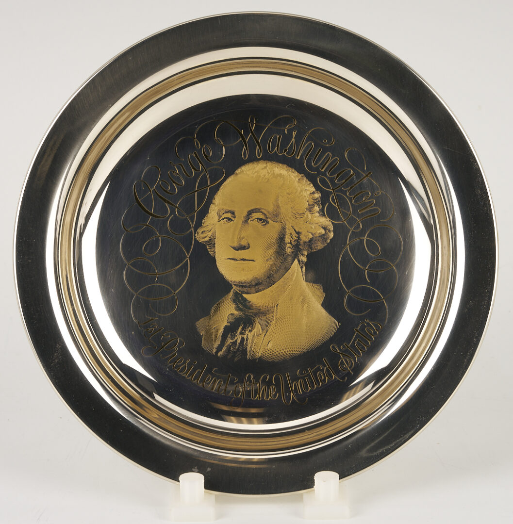 Lot 521: 39 Franklin Mint Presidential Sterling Silver Plates, 256 oz.