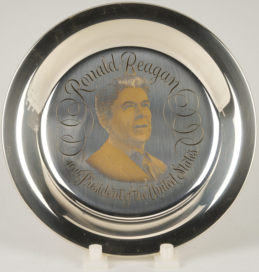 Lot 521: 39 Franklin Mint Presidential Sterling Silver Plates, 256 oz.