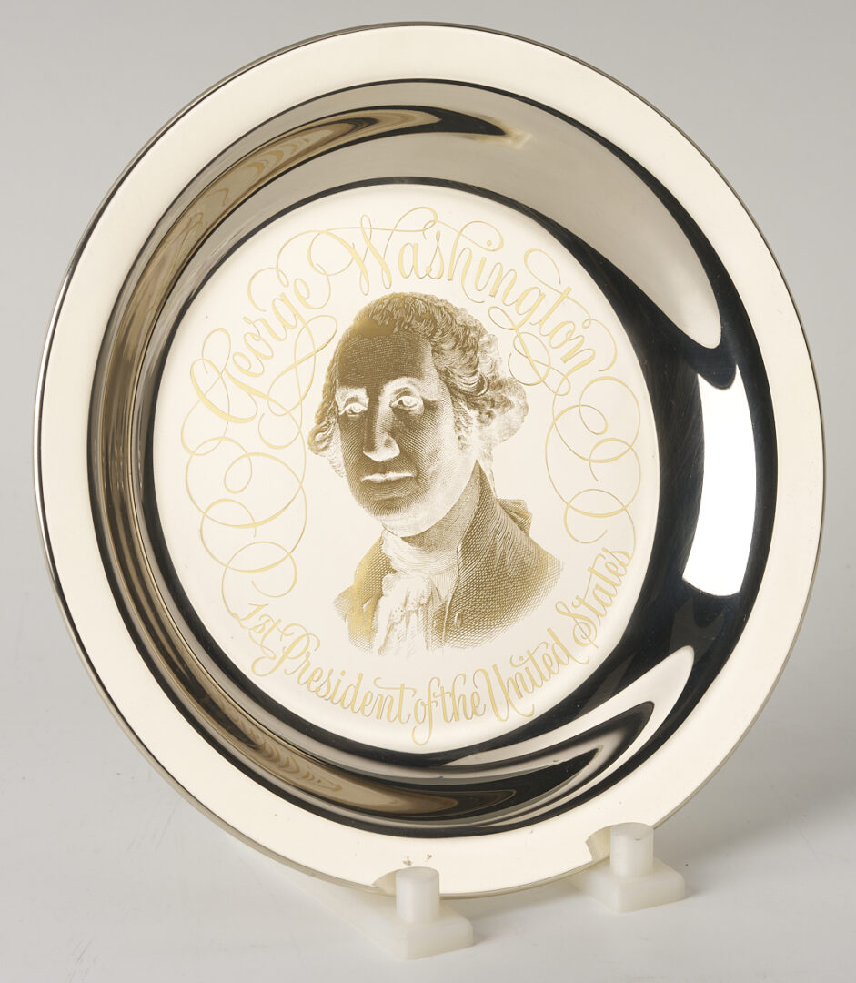 Lot 521: 39 Franklin Mint Presidential Sterling Silver Plates, 256 oz.