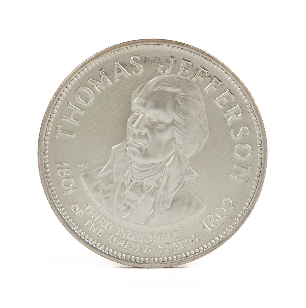 Lot 522: Franklin Mint Treasury of Presidential Commemorative Sterling Medals, 2 Sets, 41 oz.