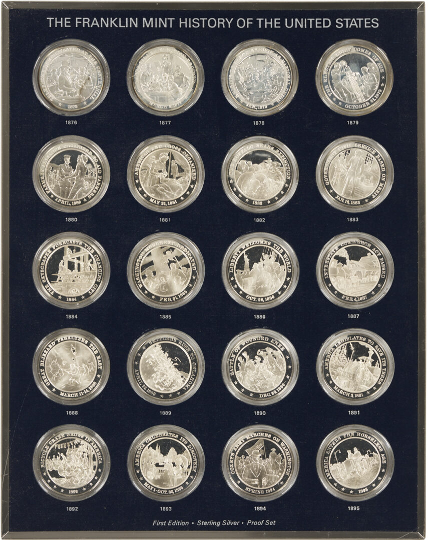 Lot 524: Franklin Mint History of the U.S., Sterling Silver Proof Medal Set, 122 oz. troy
