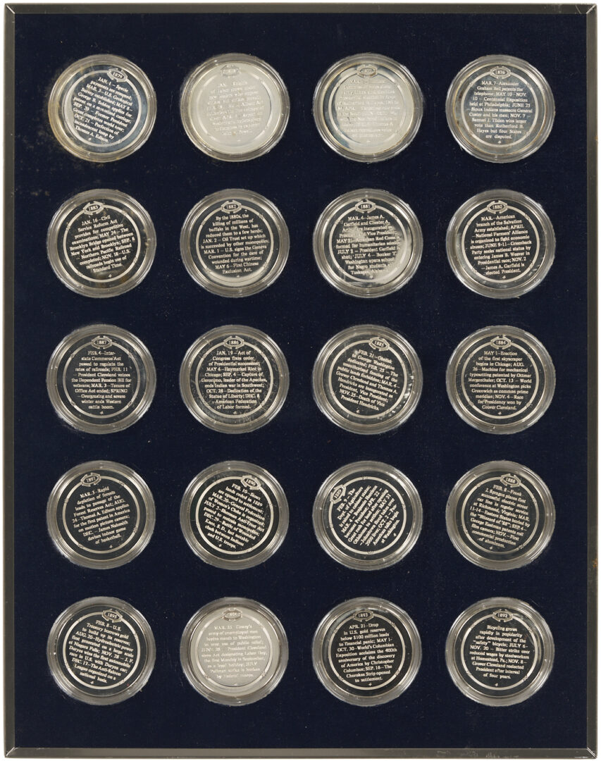 Lot 524: Franklin Mint History of the U.S., Sterling Silver Proof Medal Set, 122 oz. troy