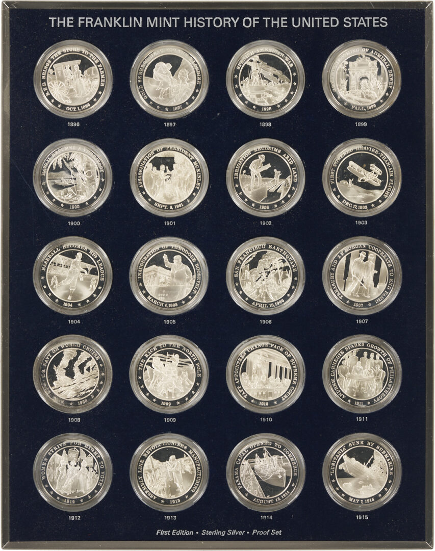 Lot 524: Franklin Mint History of the U.S., Sterling Silver Proof Medal Set, 122 oz. troy