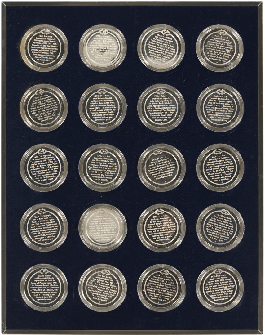 Lot 524: Franklin Mint History of the U.S., Sterling Silver Proof Medal Set, 122 oz. troy