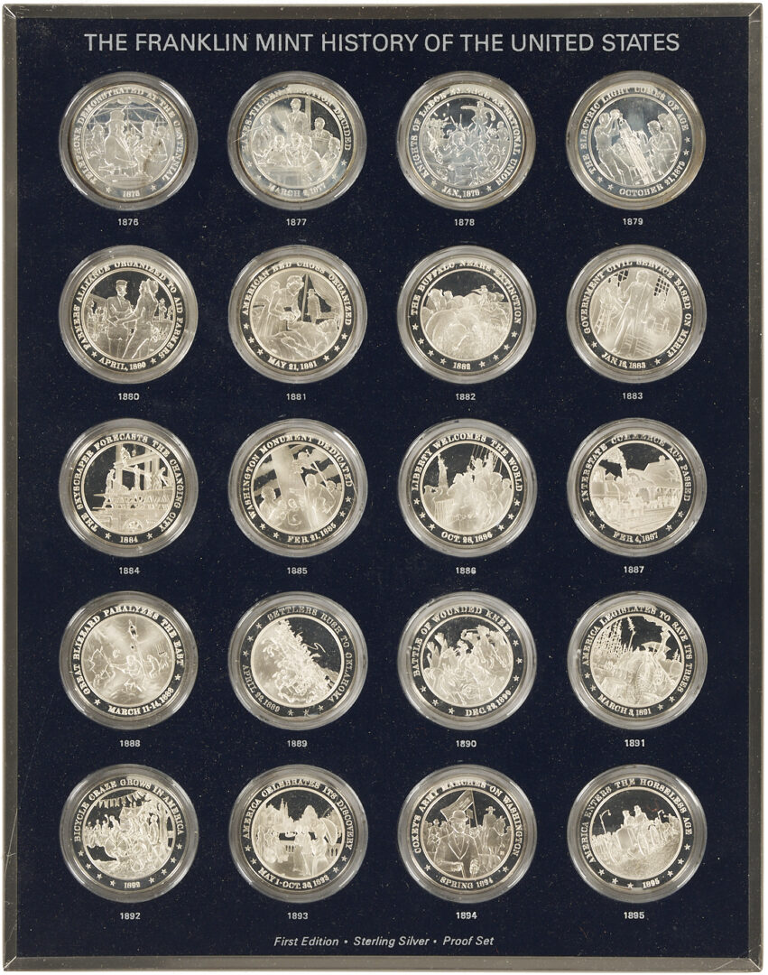 Lot 524: Franklin Mint History of the U.S., Sterling Silver Proof Medal Set, 122 oz. troy