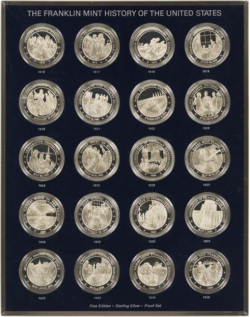 Lot 524: Franklin Mint History of the U.S., Sterling Silver Proof Medal Set, 122 oz. troy