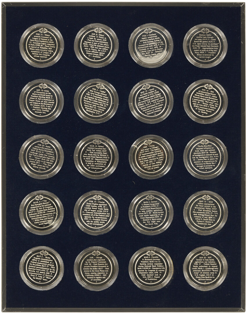Lot 524: Franklin Mint History of the U.S., Sterling Silver Proof Medal Set, 122 oz. troy
