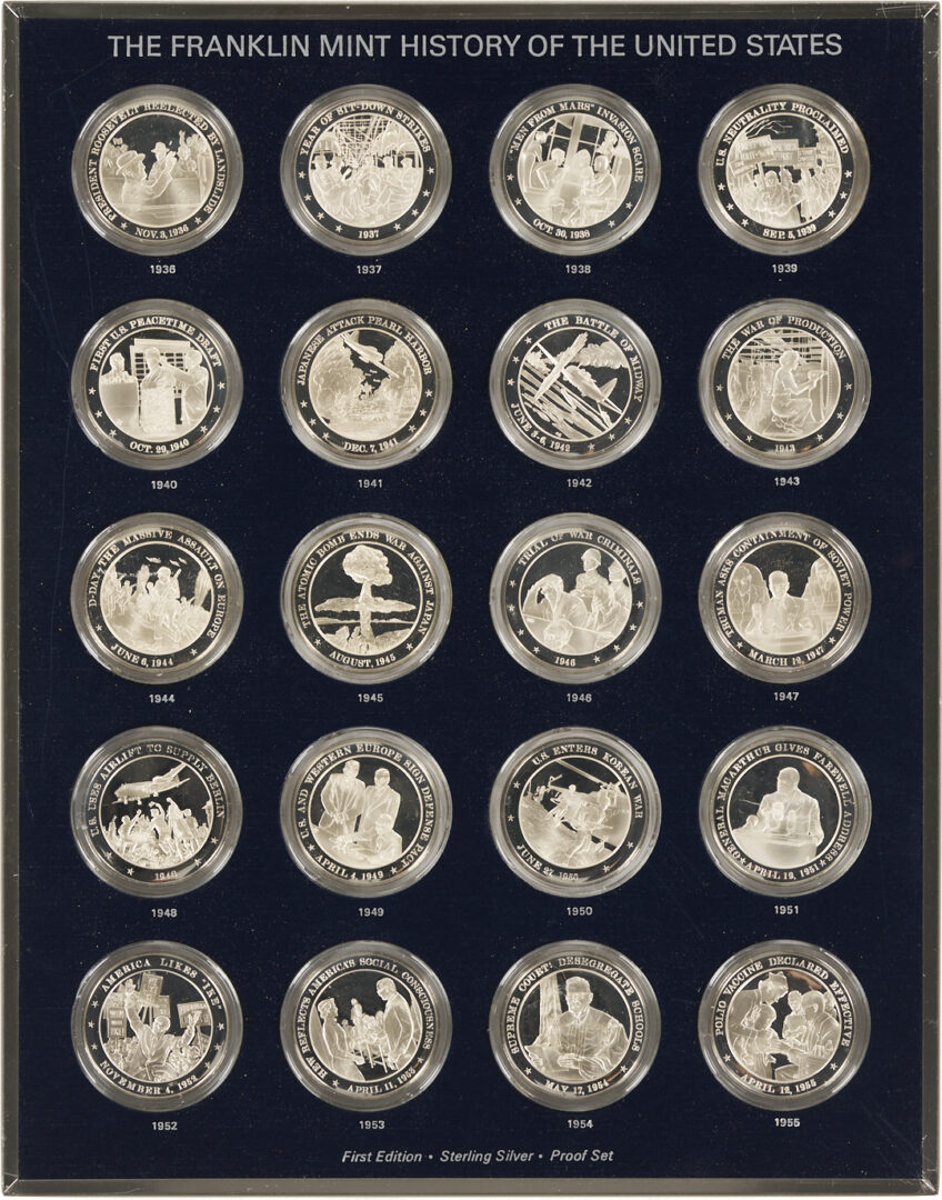 Lot 524: Franklin Mint History of the U.S., Sterling Silver Proof Medal Set, 122 oz. troy