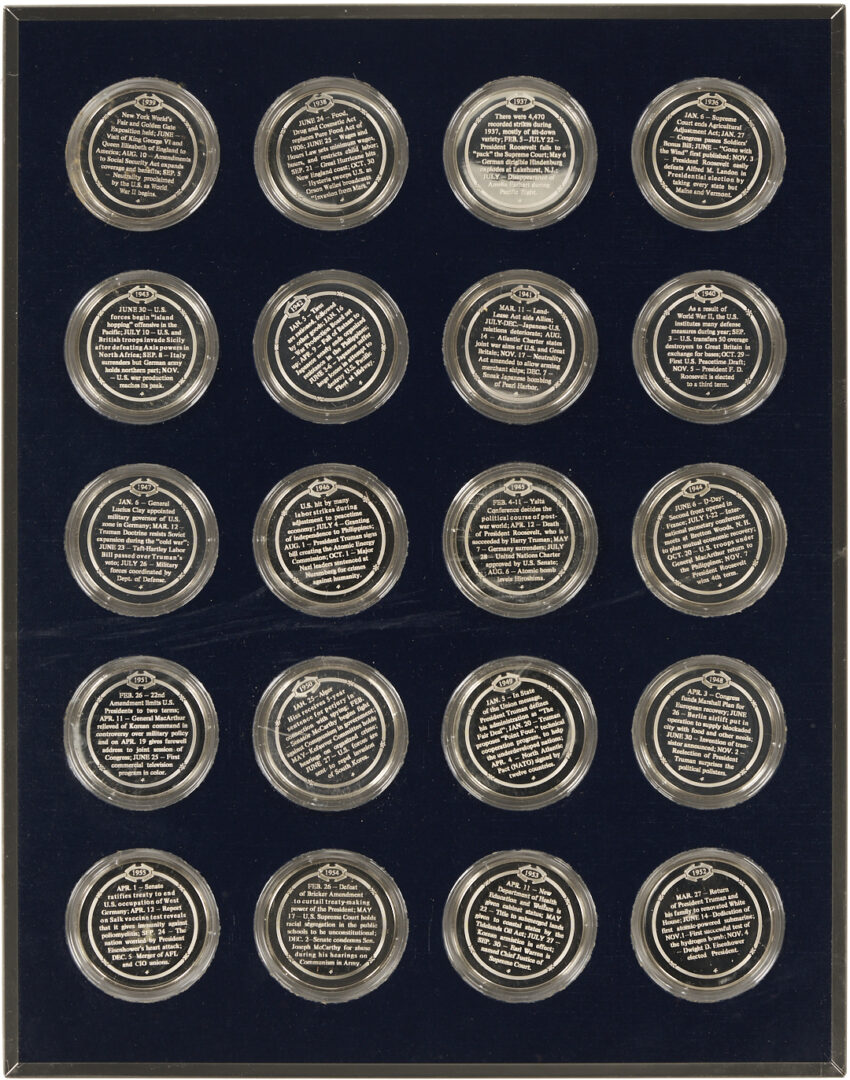 Lot 524: Franklin Mint History of the U.S., Sterling Silver Proof Medal Set, 122 oz. troy