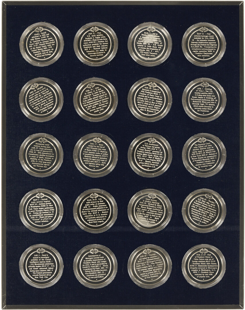 Lot 524: Franklin Mint History of the U.S., Sterling Silver Proof Medal Set, 122 oz. troy