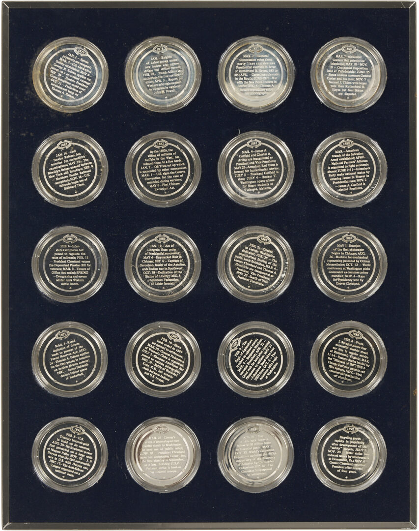 Lot 524: Franklin Mint History of the U.S., Sterling Silver Proof Medal Set, 122 oz. troy