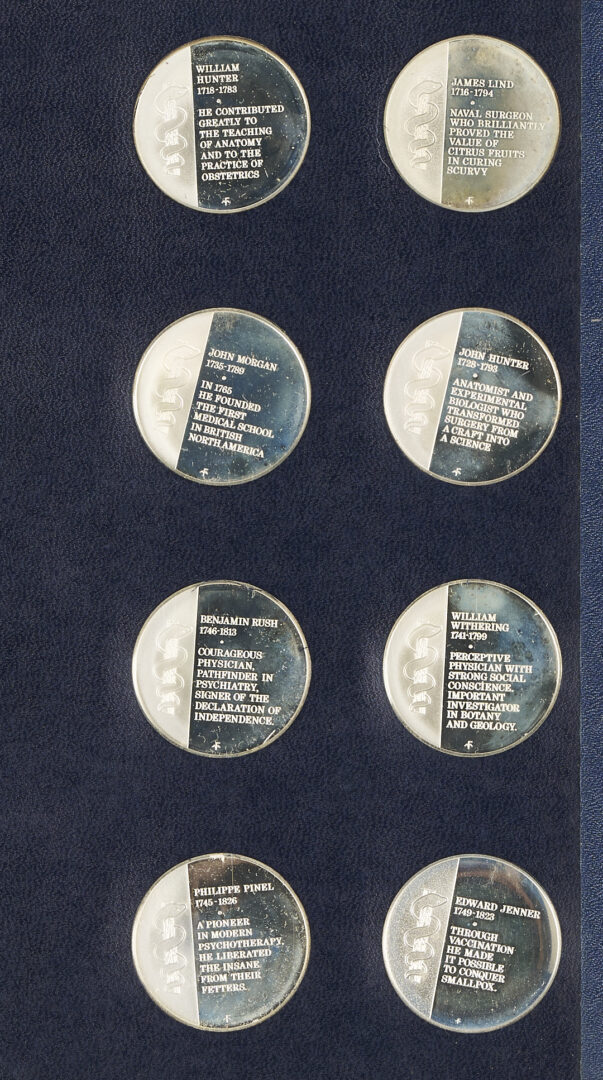 Lot 525: Franklin Mint History of Medicine, 60 Sterling Silver Medals, 53 oz.