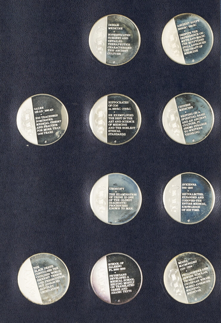 Lot 525: Franklin Mint History of Medicine, 60 Sterling Silver Medals, 53 oz.